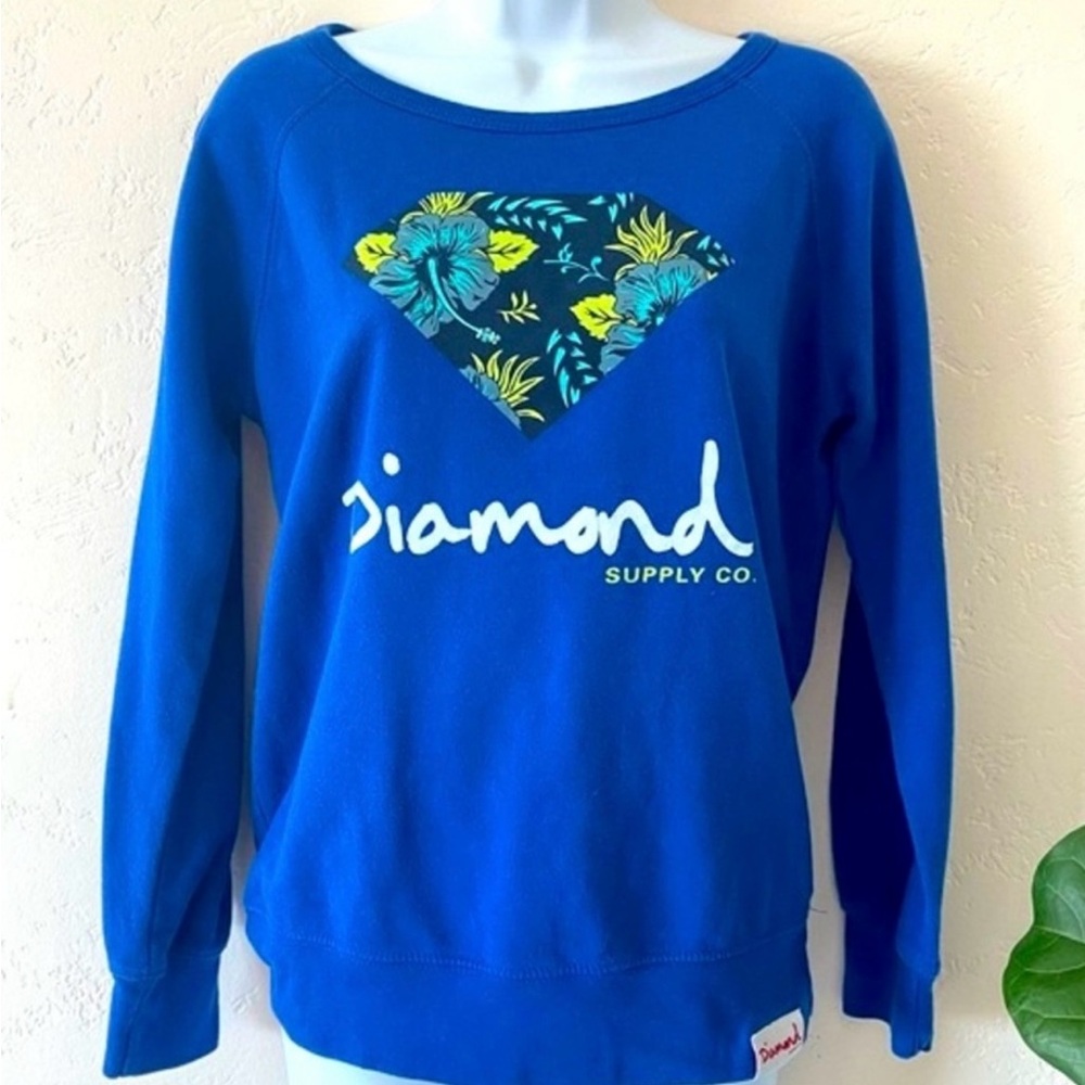 🌻 DIAMOND SUPPLY CO Women’s Floral Blue Sweatshirt NWOT